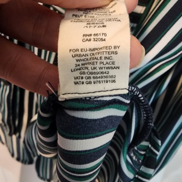 EUC Free People Blue Green Stripe Oversized Mad About You Button Down Shirt - Picture 14 of 15